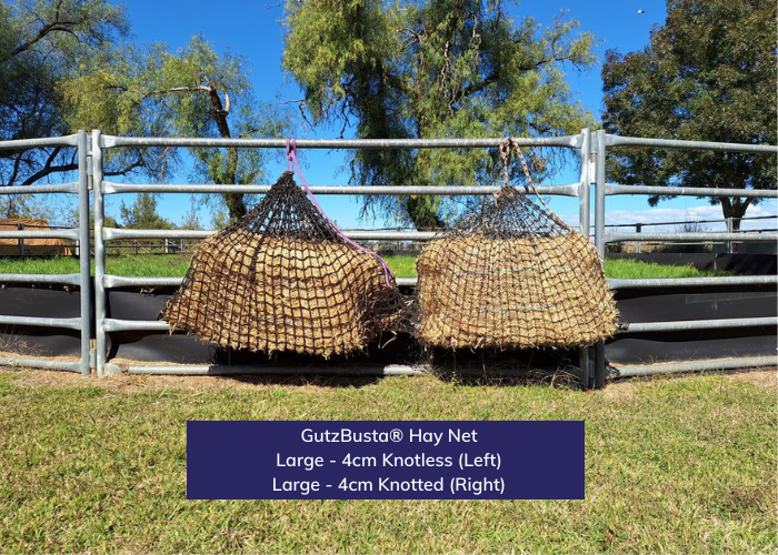 Hay Net Large Knotless Slow Feed Hay Net – Gutzbusta USA