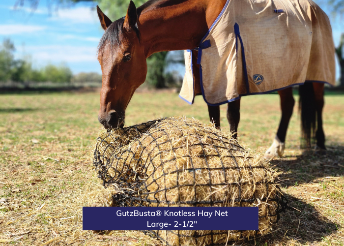 Hay Net Large Knotless Slow Feed Hay Net – Gutzbusta USA
